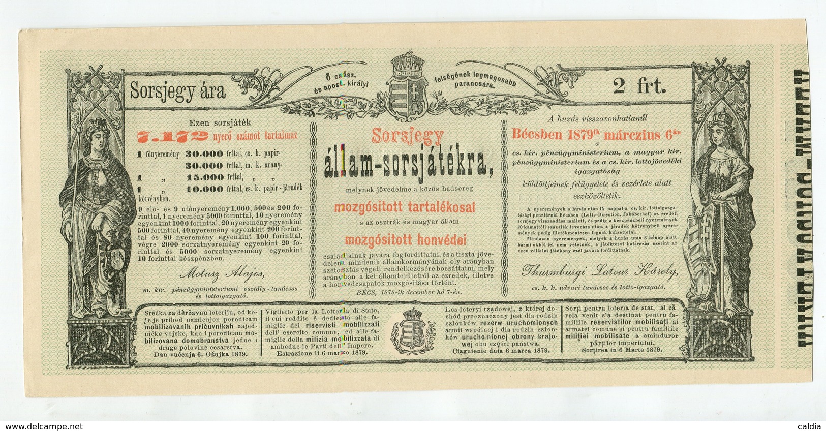 Autriche Austria Österreich STAATS LOTTERIE 1879 UNC - Billets De Loterie