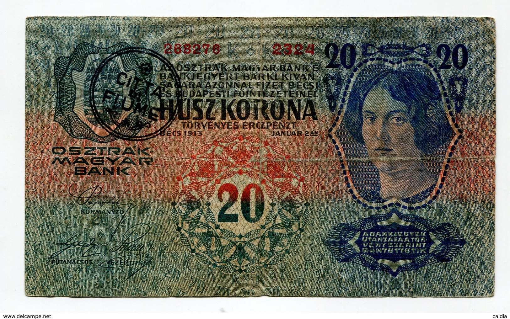 Autriche Austria Österreich 20 Kronen 1913 CITTA DI FIUME Ovp - Autriche