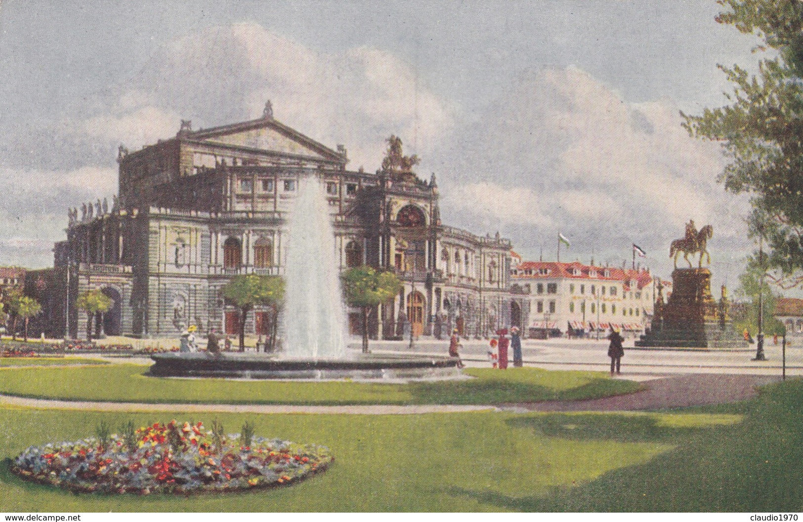 CARTOLINA - POSTCARD - DRESDEN - OPERNHAUS UND KONIG - JOHANN - DENKMAL - Dresden