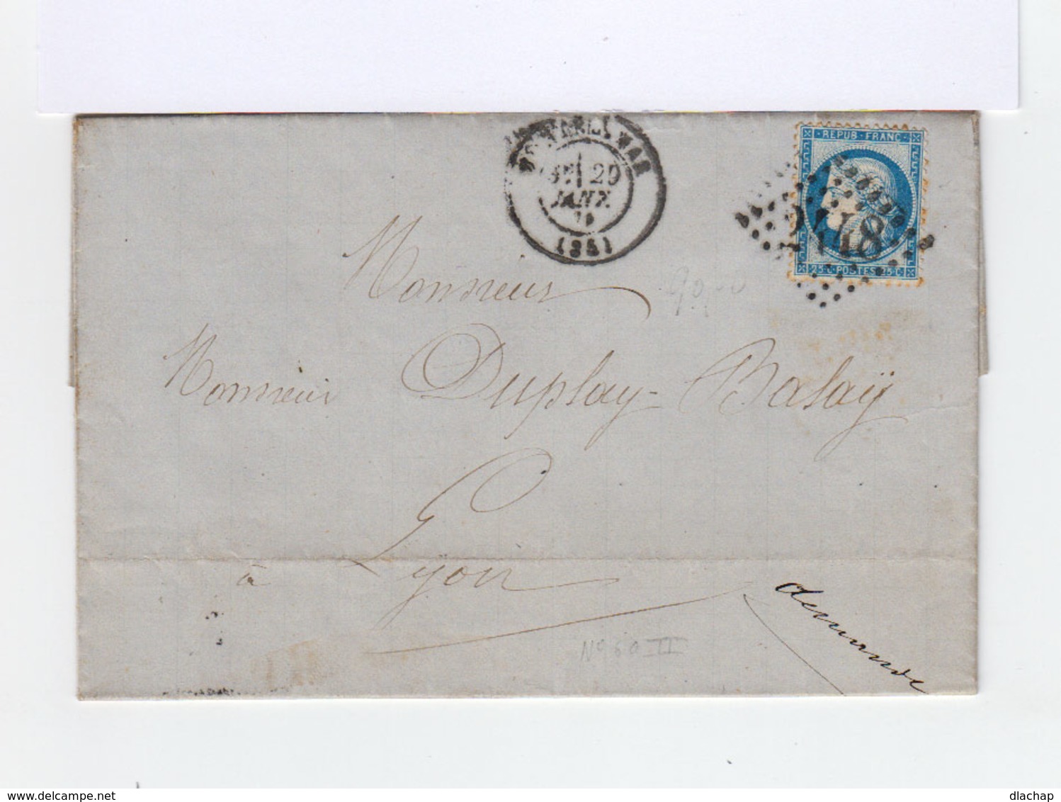 Montélimar Type 17 Oblitération Gros Chiffres 2448 Sur Lettre. (500) - 1849-1876: Période Classique