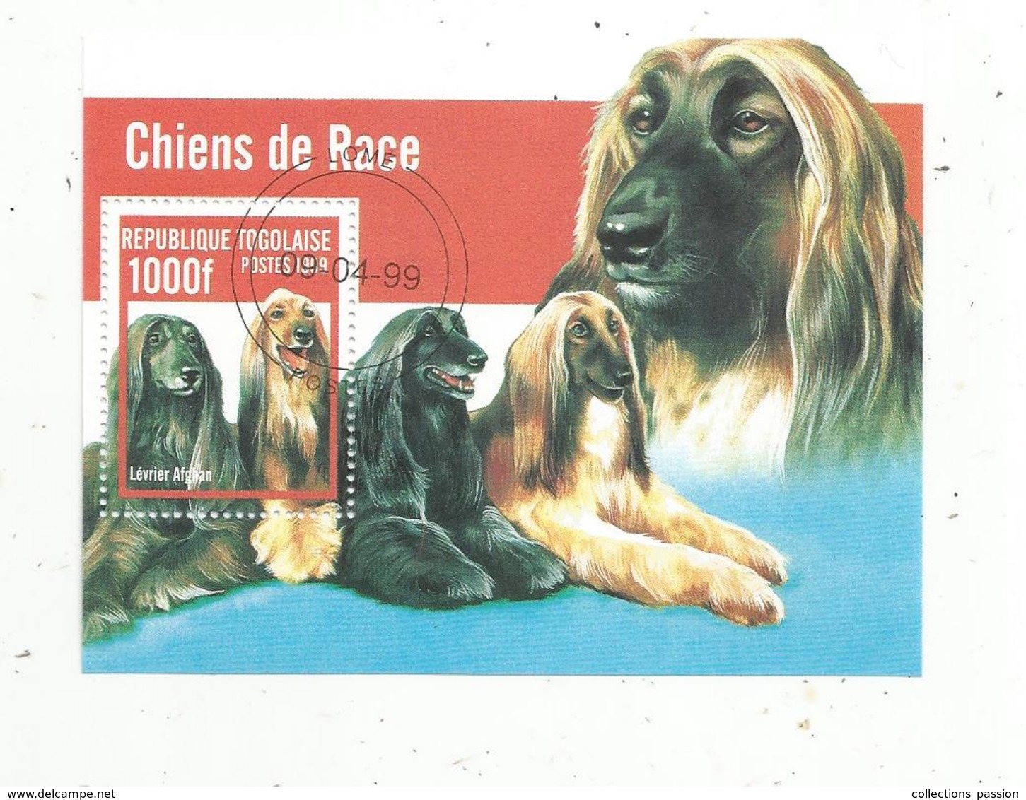 Bloc , CHIENS DE RACE , REPUBLIQUE TOGOLAISE , 1999 , Lévrier Afghan - Honden