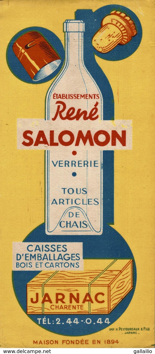 BUVARD VERRERIE RENE SALOMON A JARNAC - Autres & Non Classés