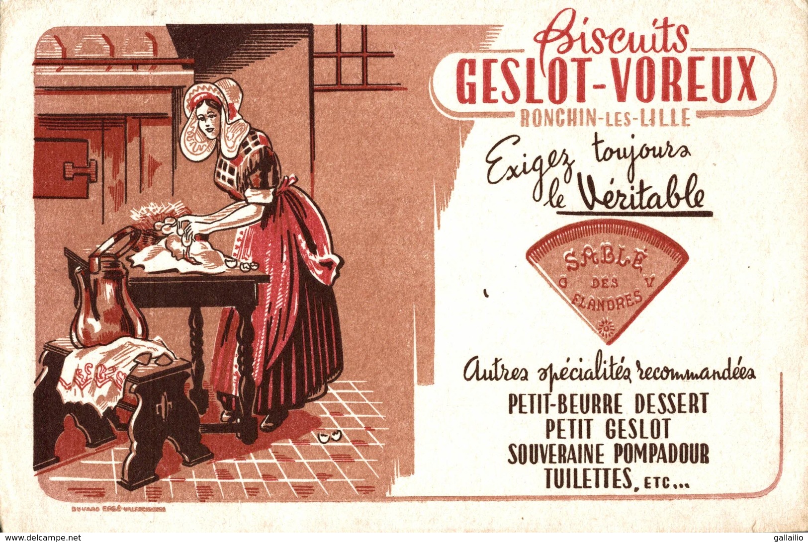 BUVARD BISCUITS GESLOT VOREUX A RONCHIN LES LILLE - Sucreries & Gâteaux