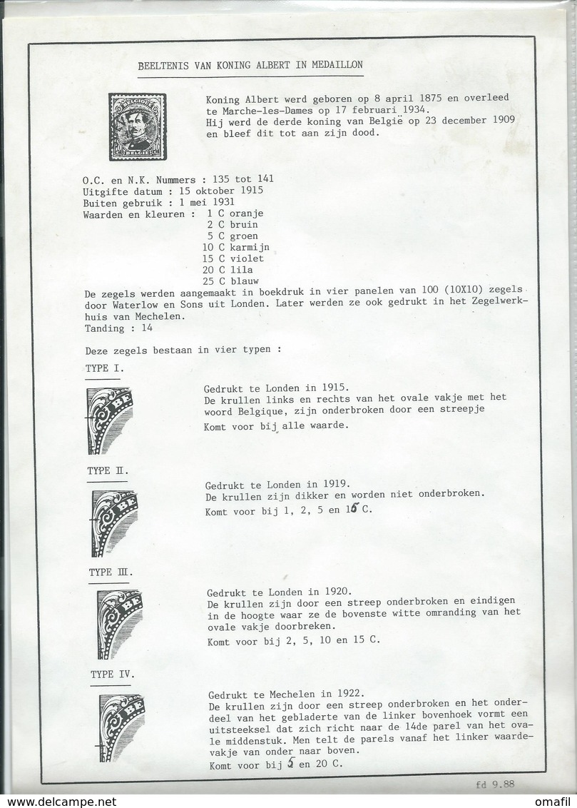 Kleine Studie Albert I Met Diverse Types En Documentatie - 1915-1920 Albert I