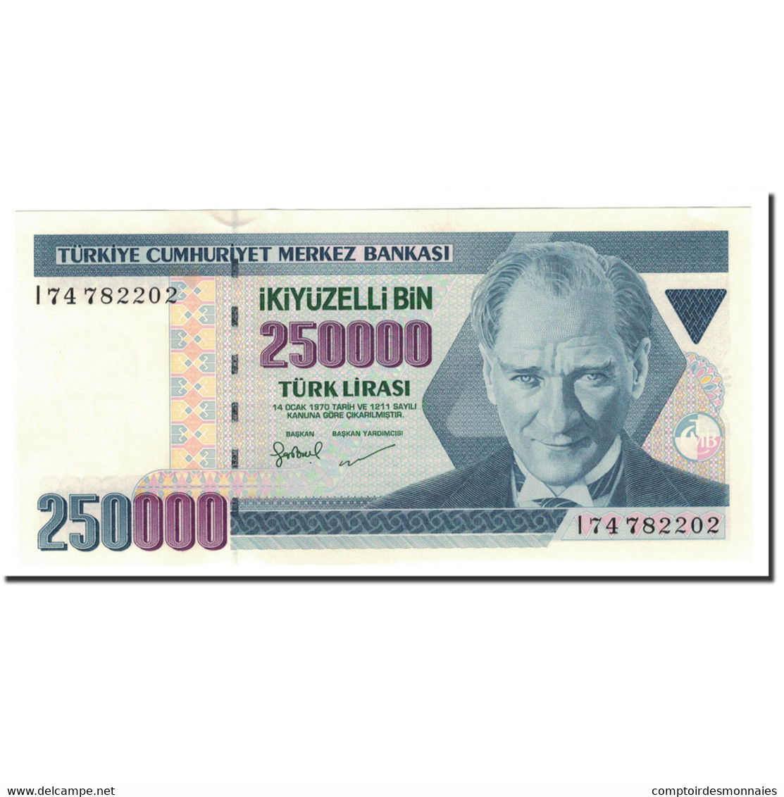 Billet, Turquie, 250,000 Lira, L.1970, 1998, KM:211, SPL - Turquie