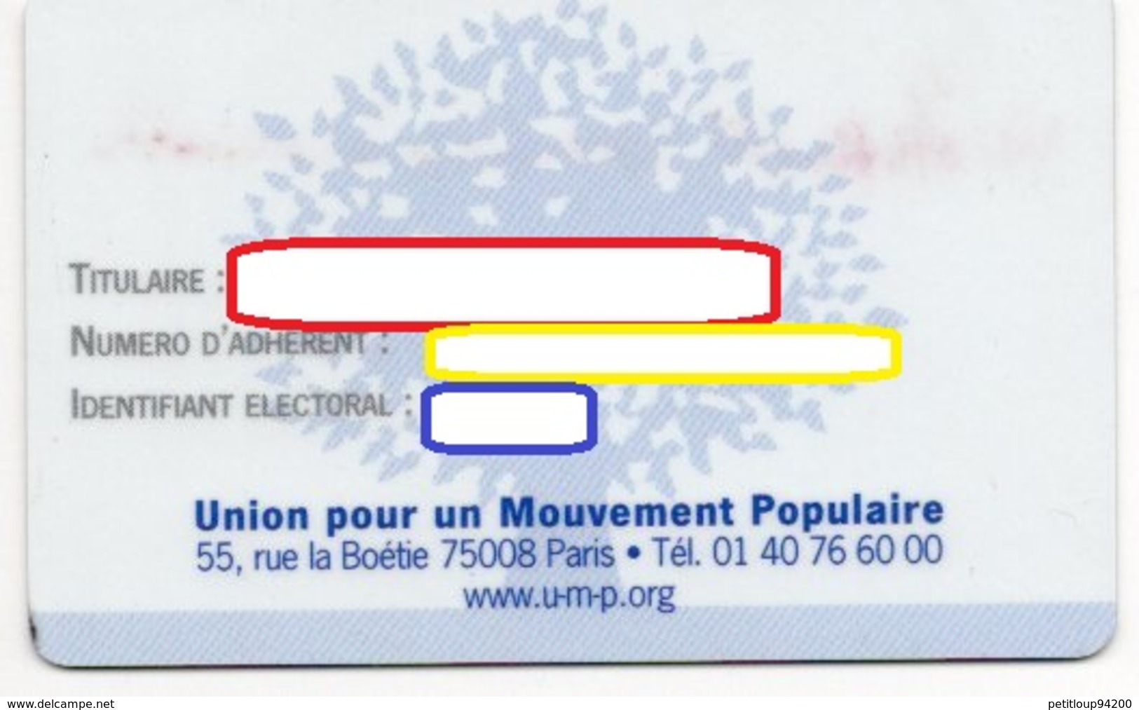 CARTE D'ADHERENT UMP 2004 - Autres & Non Classés