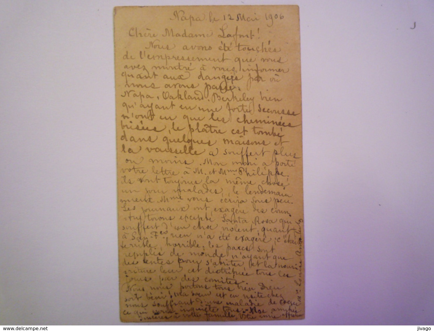 ENTIER POSTAL Au Départ De  NAPA  à Destination De  AUBERVILLIERS   1906    - Lettres & Documents