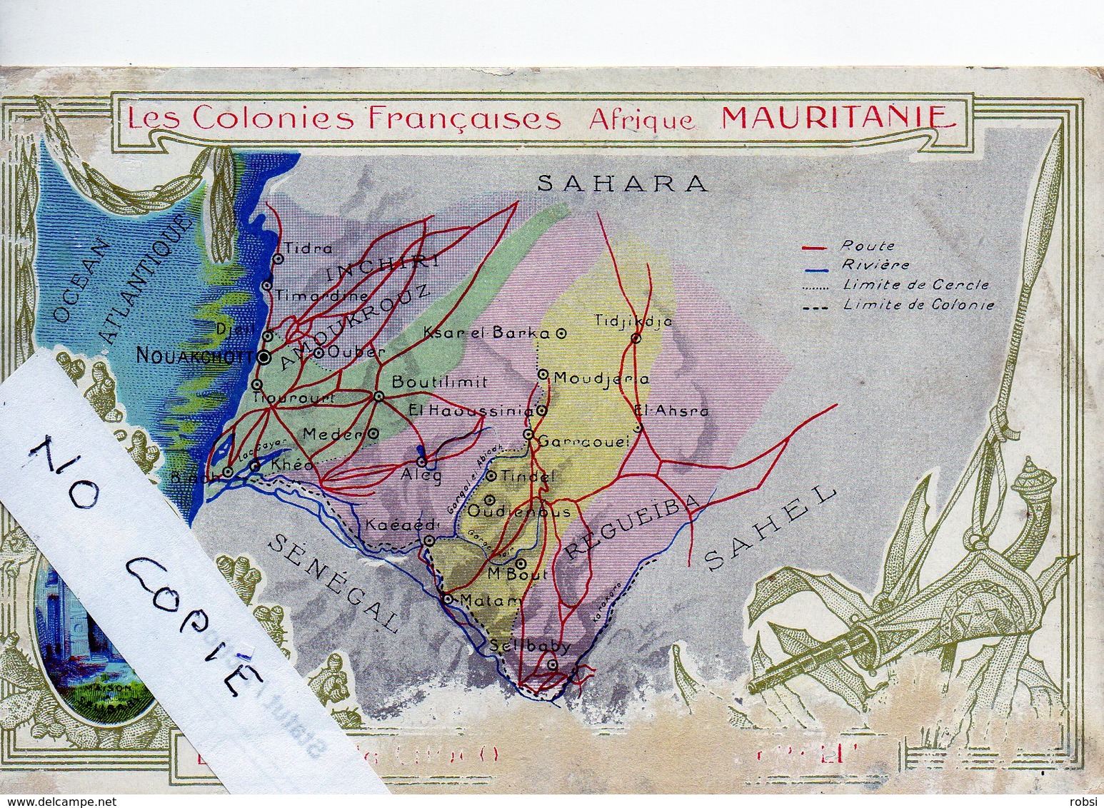 Mauritanie, Colonies Françaises, Carte Géographique - Mauritanie