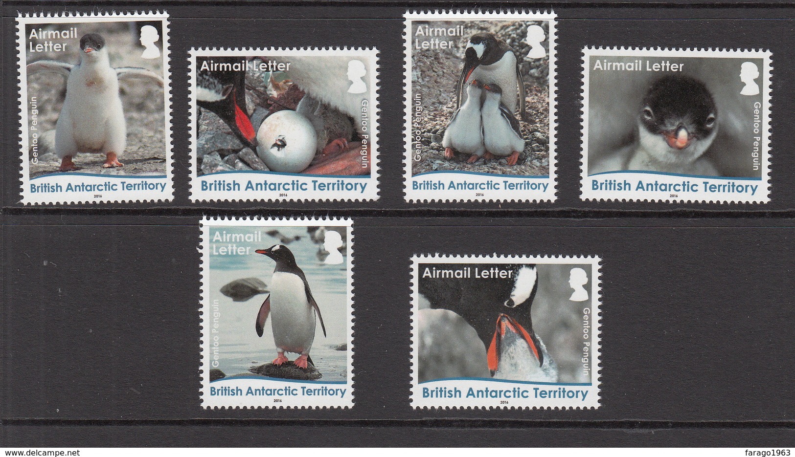 2016 British Antarctic Territory Gentoo Penguins Complete Set Of 6   MNH - Unused Stamps