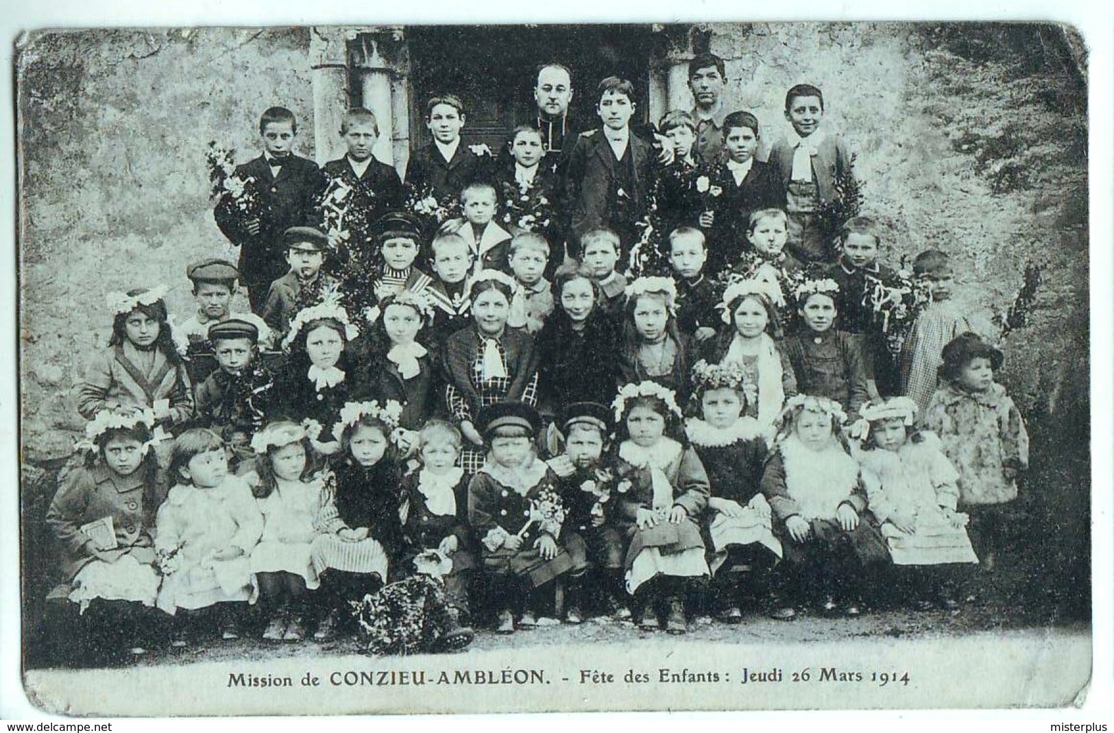 Rare Mission De Conzieu Ambléon (01) Fête Des Enfants Le 26 Mars 1914. Belle Animation. - Non Classés