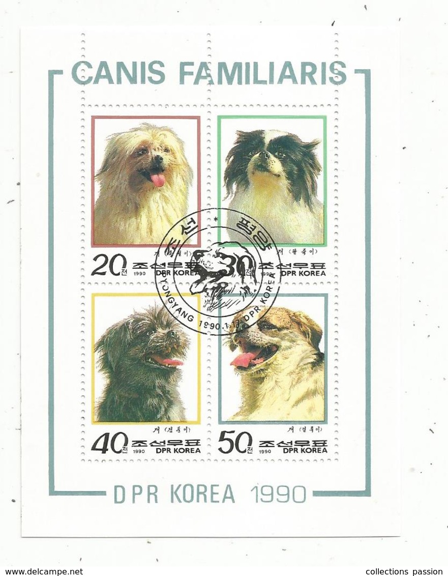 Bloc De 4 Timbres , CHIENS , DOGS , CANIS FAMILIARIS , 1990 , DPR KOREA - Honden