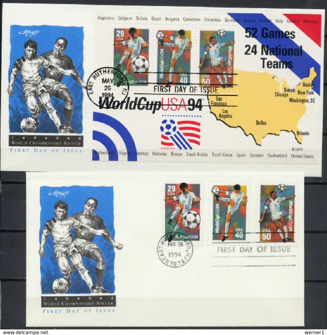 USA 1994 Football Soccer World Cup Set Of 3 + S/s On 2 FDC - 1994 – USA