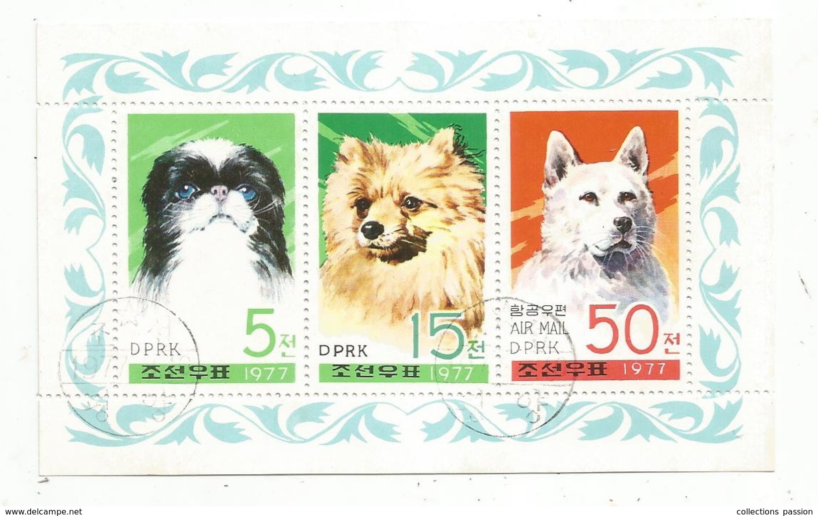 Bloc De 3 Timbres , CHIENS , DOGS , 1977 , DPRK , Corée Du Nord , North Korea - Honden