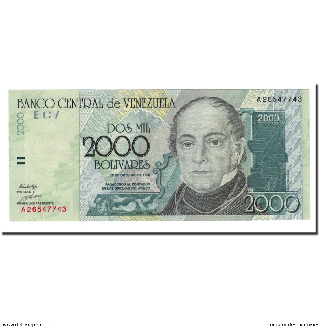 Billet, Venezuela, 2000 Bolivares, 1998, 1998-08-24, KM:80, NEUF - Venezuela