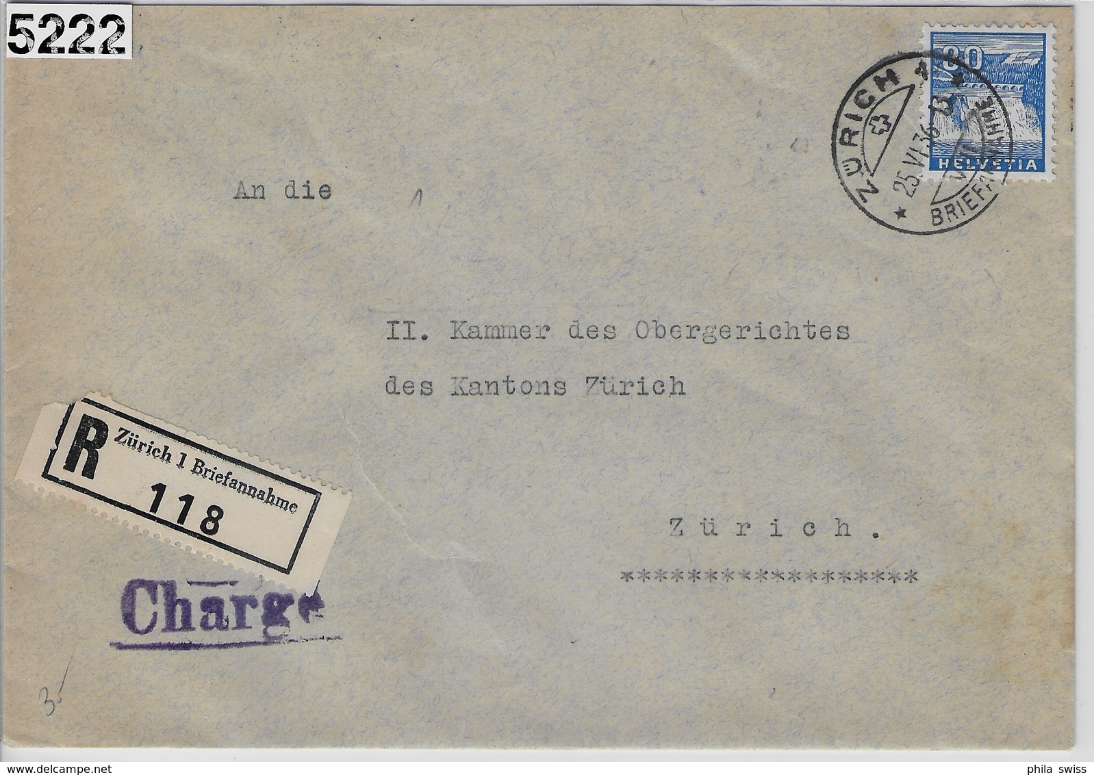 1936 Rheinfall 200/276 Charge Zürich 25.VI.36 - Lettres & Documents