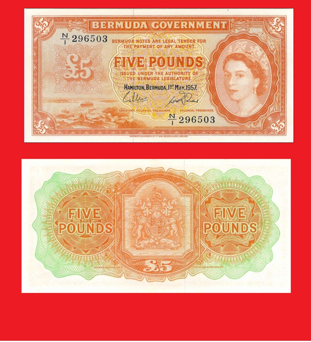 BERMUDA 5 Pound  1957 - Copy- Replica - Bermudes
