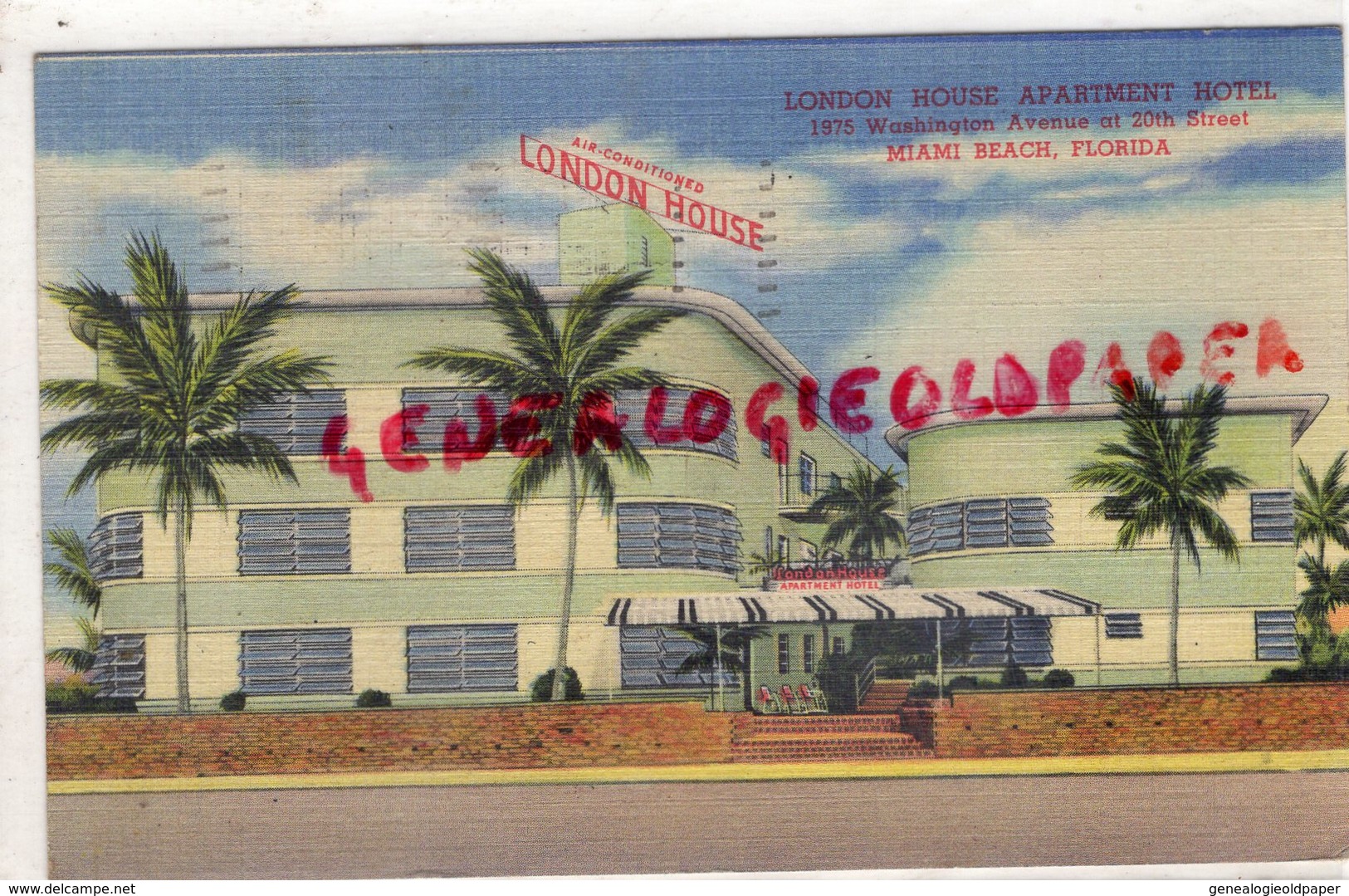 ETATS UNIS - MIAMI BEACH- FLORIDA- LONDON HOUSE APPARTMENT HOTEL-1975 WASHINGTON AVENUE AT 20 TH STREET -1953 - Miami Beach
