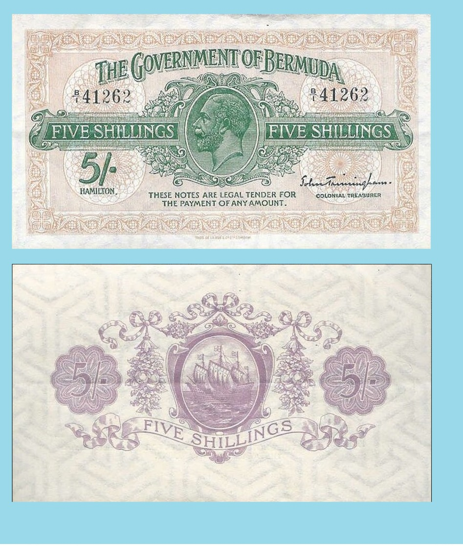 BERMUDA 5 SHILLINGS 1935 - Copy- Replica - Bermudas