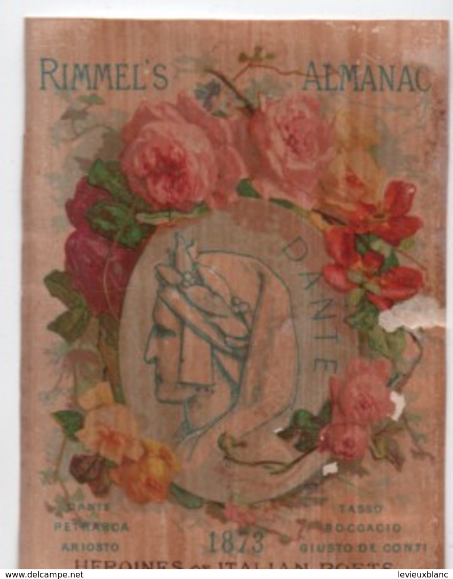 Petit Calendrier De Poche / Retaillé/ Rimmel's Almanach/Héroïnes Of Italian Poets/1873       IMA472 - Autres & Non Classés