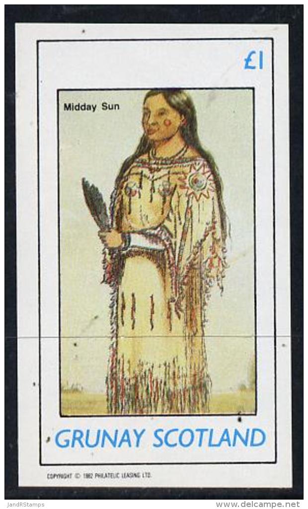 10340 Grunay 1982 N American Indians Imperf Souvenir Sheet Unmounted Mint (1 Value) - Indianen