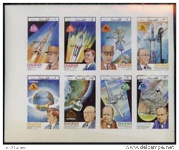 20987 (space) Dhufar 1972 Heads Of State &amp; Space Achievements Complete Imperf  Set Of 8 Opt'd APOLLO 17 Unmounted Mi - Other & Unclassified