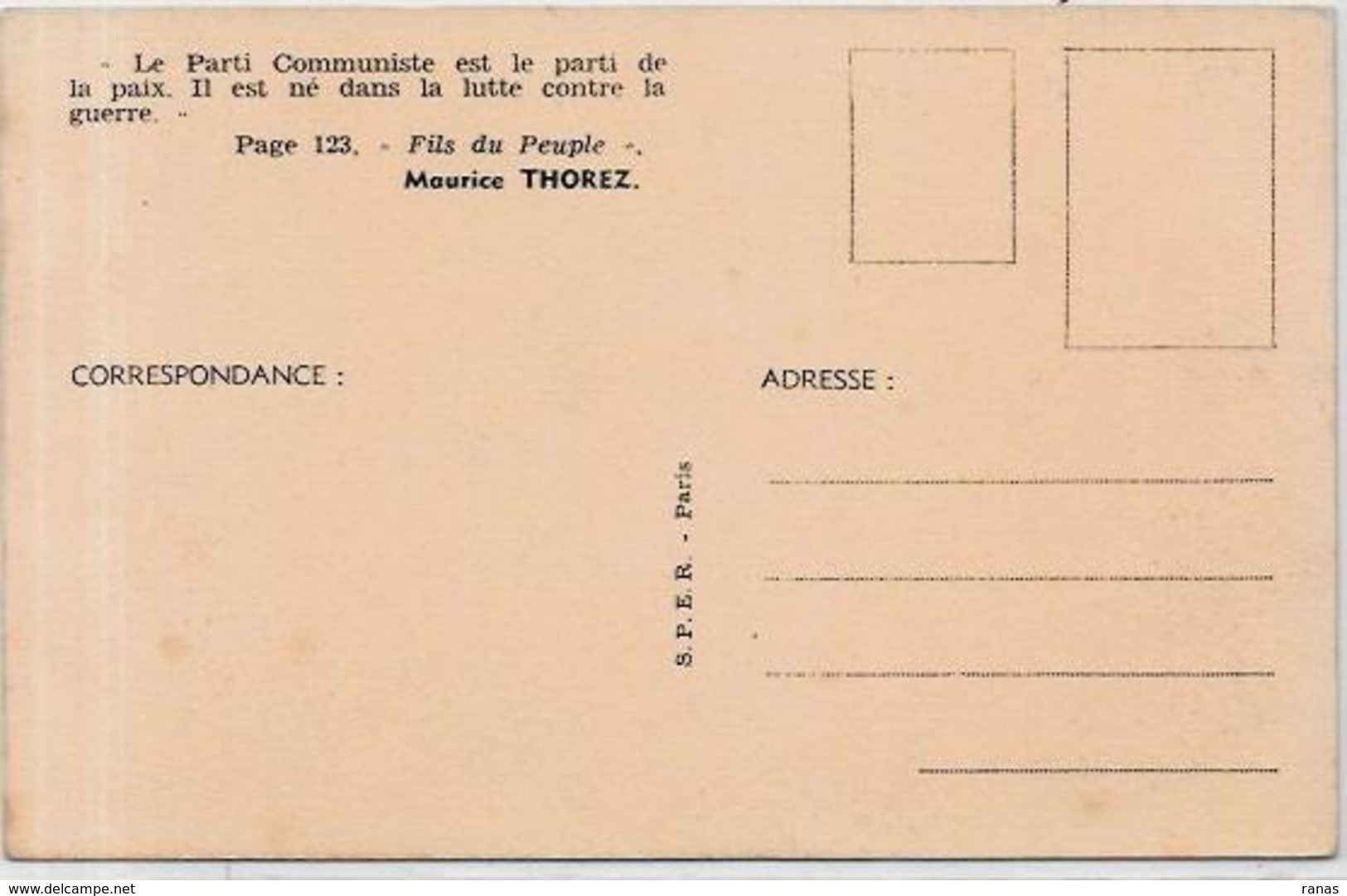 CPSM Parti Communiste Maurice THOREZ  Non Circulé Voir Scan Du Dos - Partis Politiques & élections