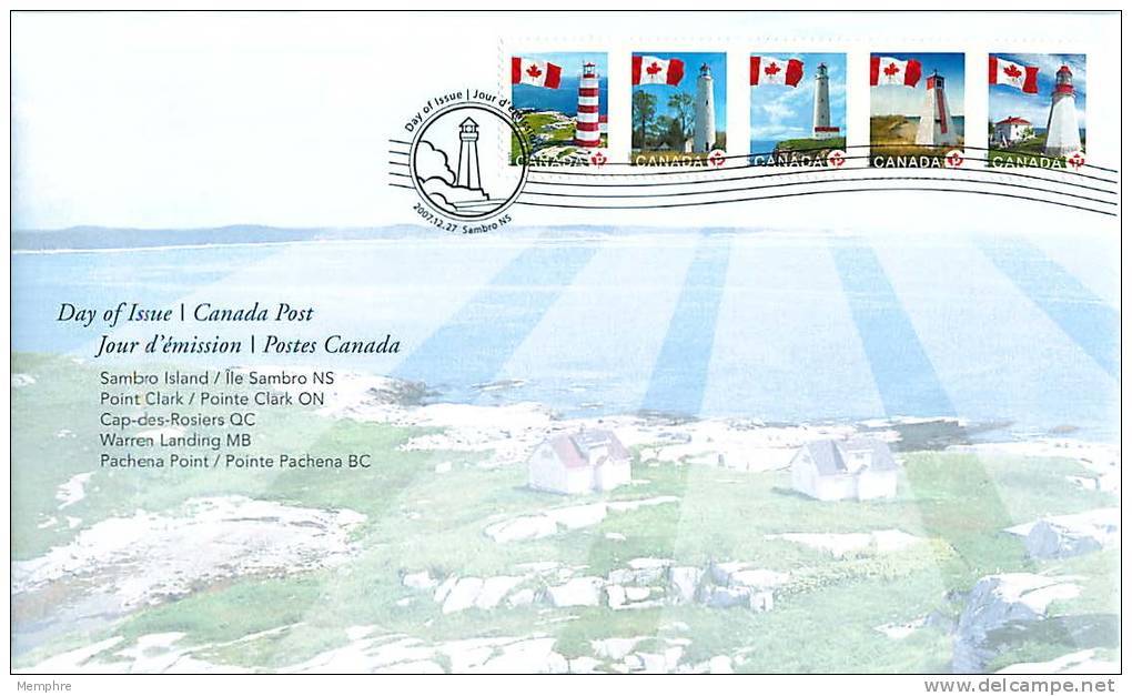 2007  Flag Over Lighthouses  From Self Adhesive Booklet  Sc 2253i  Strip Of 5 Different - 2001-2010