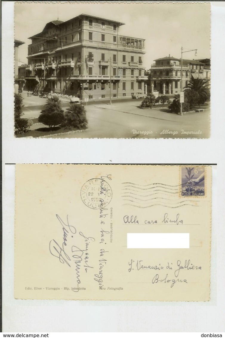 Viareggio (Lucca): Albergo Imperiale. Cartolina FG B/n Lucido Vg 1950 (auto) - Viareggio