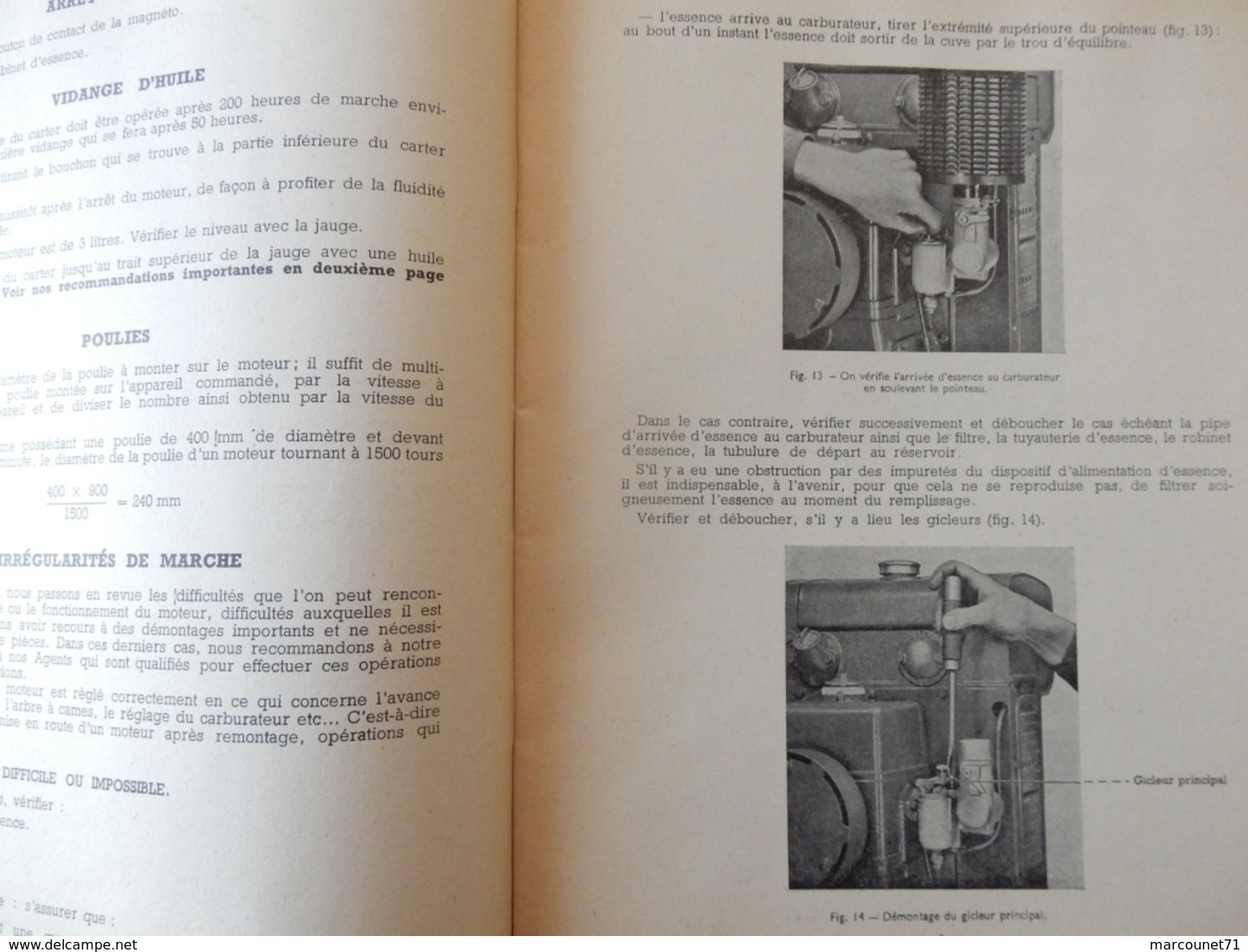 ANCIEN MANUEL POUR L'USAGE ET L'ENTRETIEN DES MOTEURS BERNARD TYPE W13 1951 - Máquinas