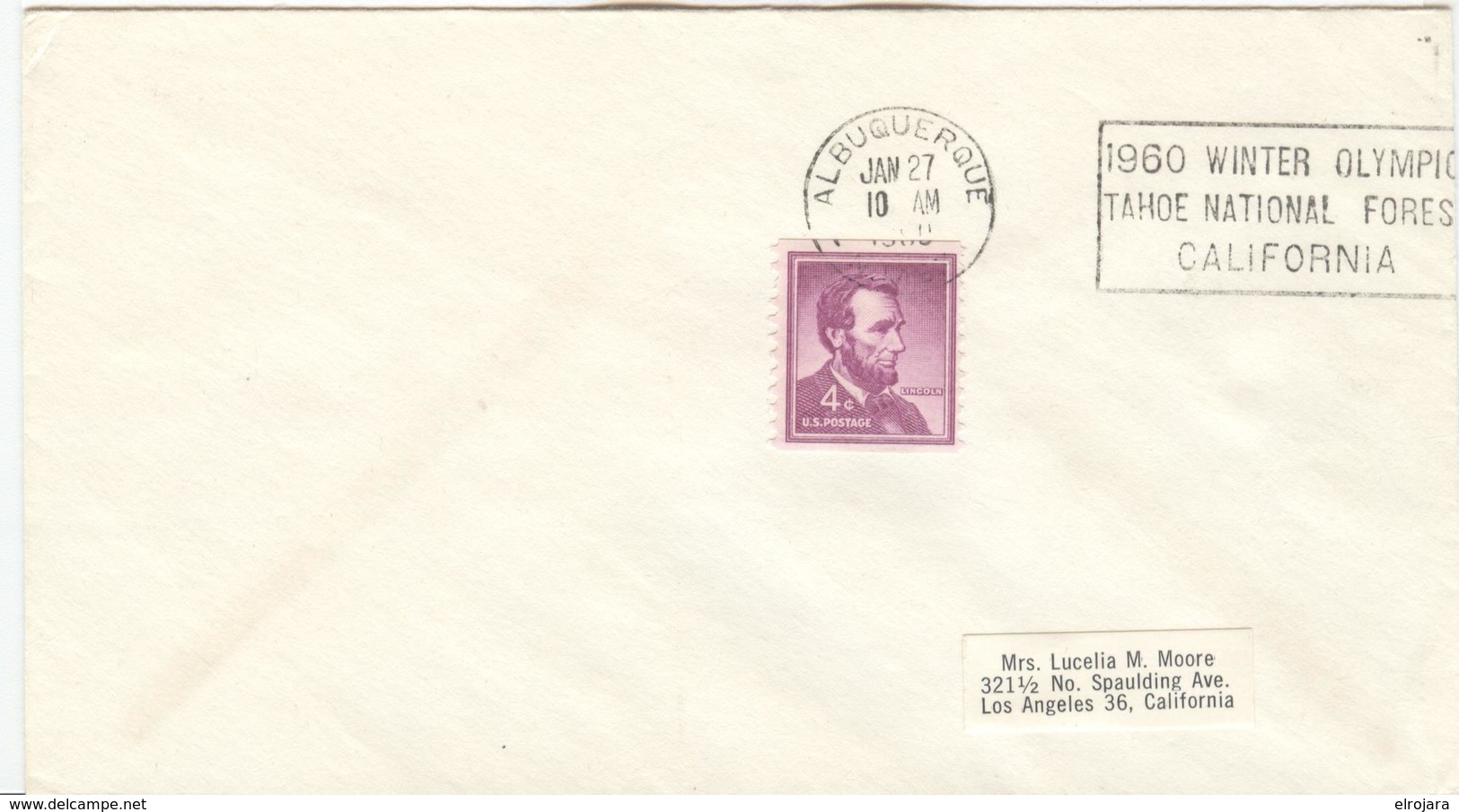 USA Cover With Olympic Machine Cancel Albuquerque - Hiver 1960: Squaw Valley