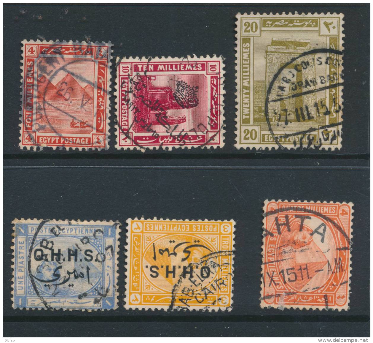 EGYPT, Six Postmarks - 1915-1921 Brits Protectoraat