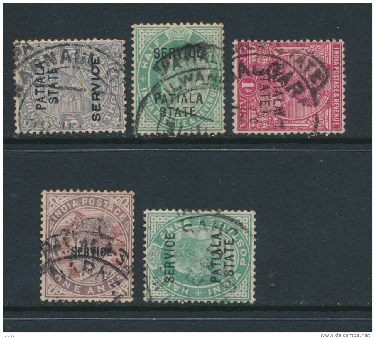 INDIAN STATES/PATIALA, Five Postmarks - Patiala