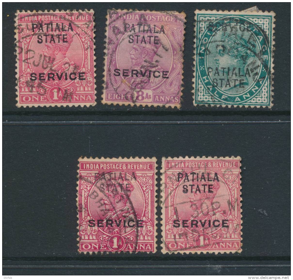 INDIAN STATES/PATIALA, Five Postmarks - Patiala