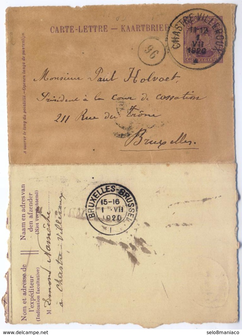 C2575-Belgium-PS Letter Sheet From Chastre-Villeroux To Brussels-1920 - Postbladen