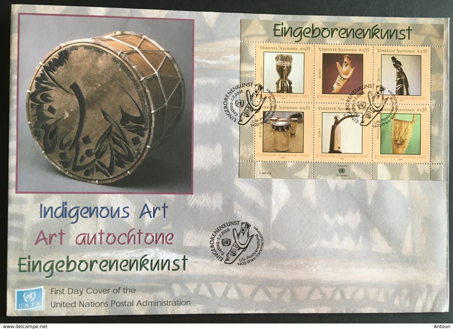 United Nations Vienna Indigenous Art F.D.C. Postage $3.50 - Other & Unclassified