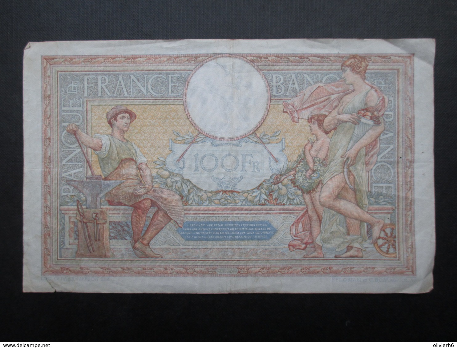 LOT 4 BILLETS FRANCE (V1719) 100 FRANCS (10 vues) Luc Olivier Merson 1933, 1936, 1937, 1937