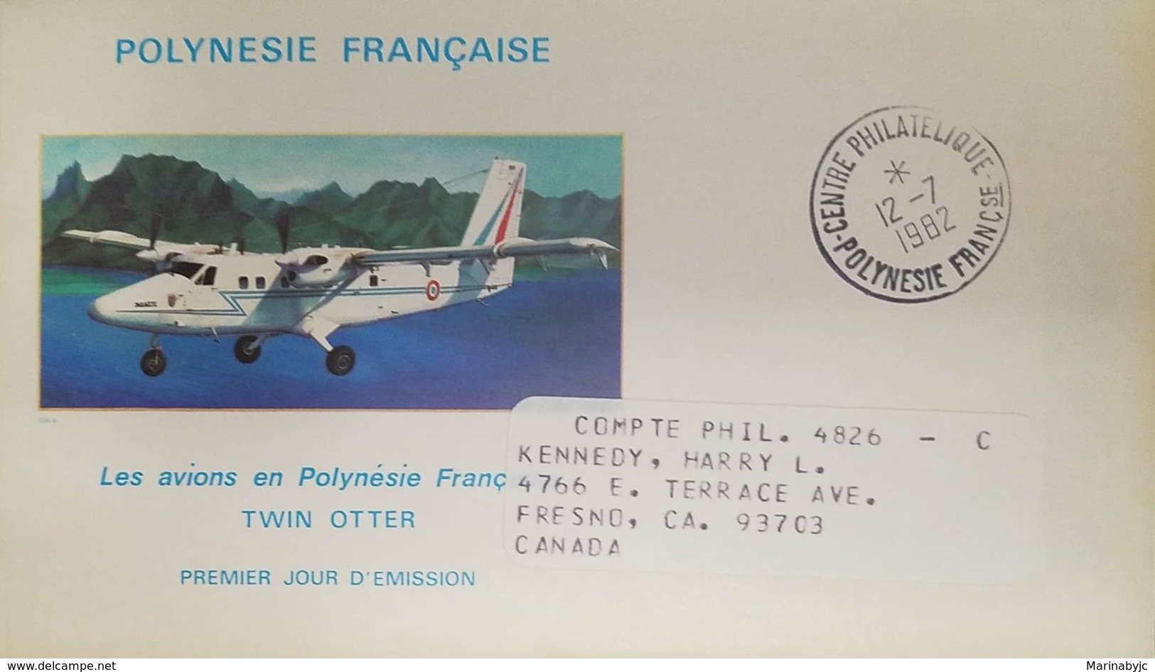 A) 1982 FRANCE, AIRCRAFT, POLYNESIA, AIRPLANE, CIRCULATED COVER FROM FRANCE TO CANADA, FDC. - 1981-1990