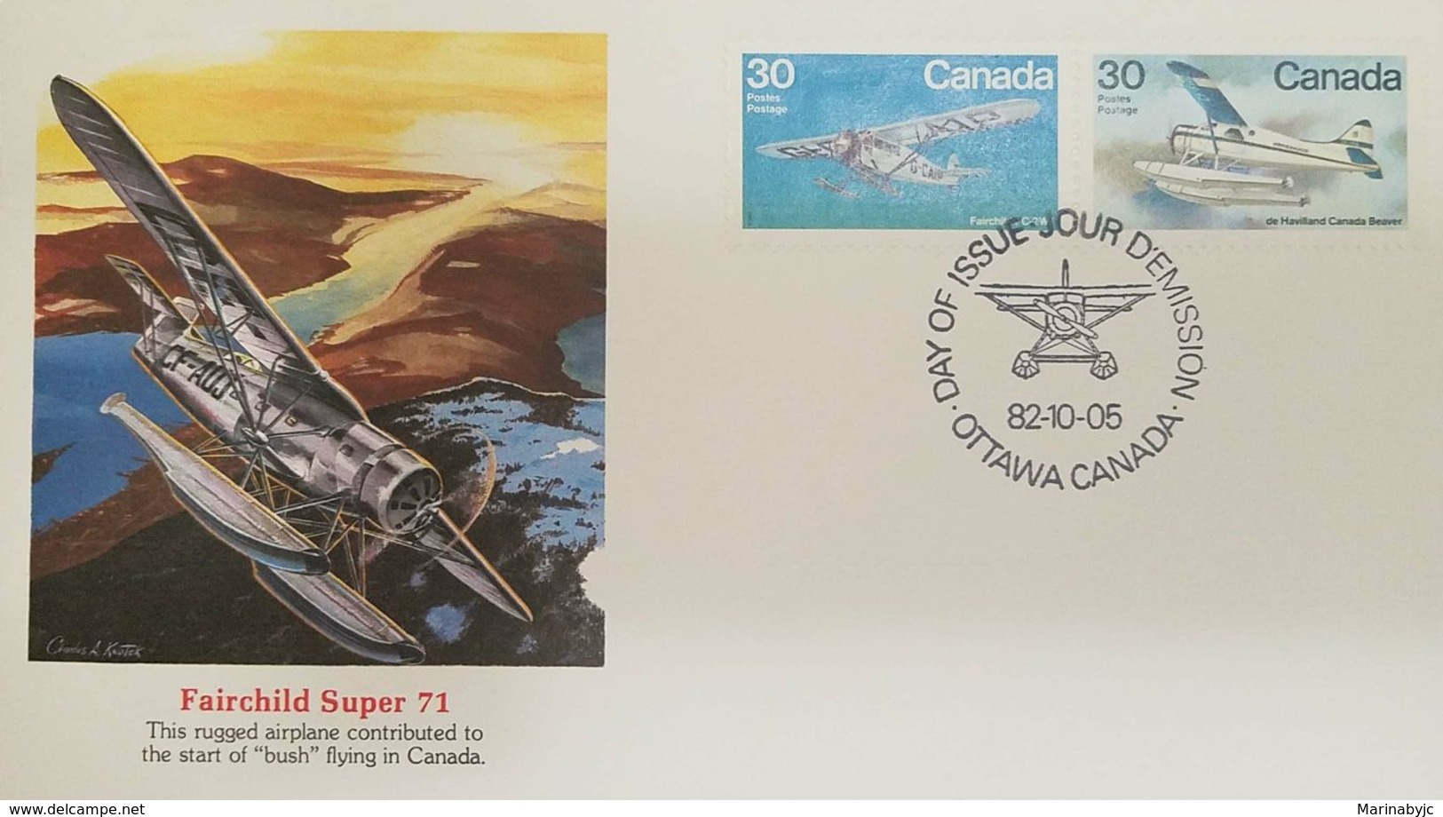 A) 1982 CANADA, AIRCRAFT, FAIRCHILD SUPER 71, FLYING, OTTAWA, FDC. - 1981-1990
