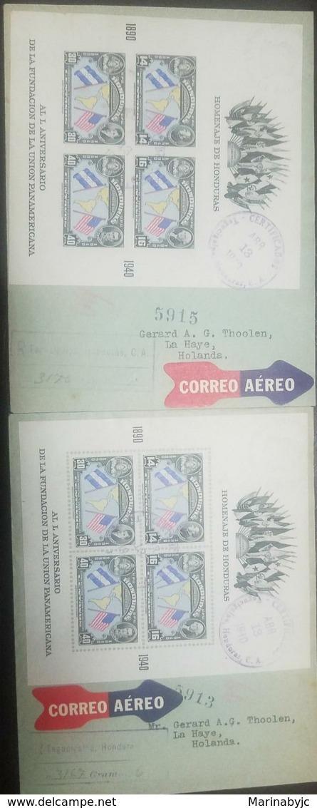 A) 1940 HONDURAS, 50 ANNIVERSARY OF THE FOUNDATION OF THE PAN AMERICAN UNION, PERFORATED AND IMPERFORATED, FLAGS, TRIBU - Honduras