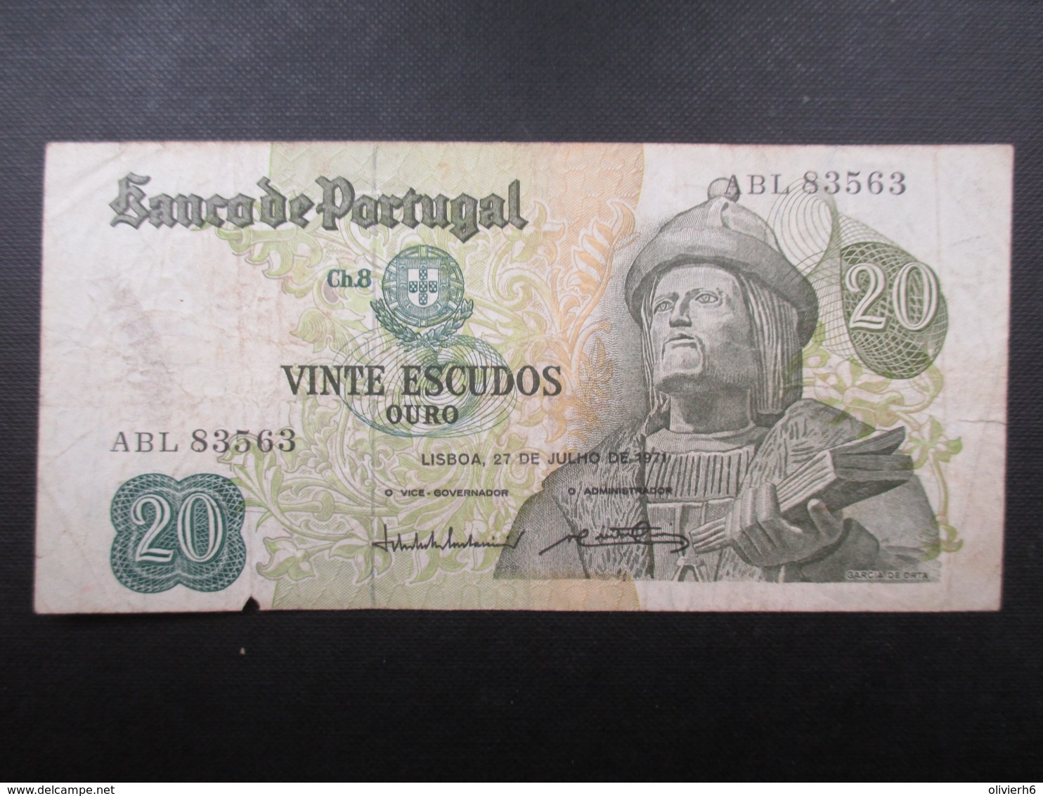 BILLET PORTUGAL (V1719) VINTE 20 ESCUDOS (2 Vues) 27/07/1971 - Portugal