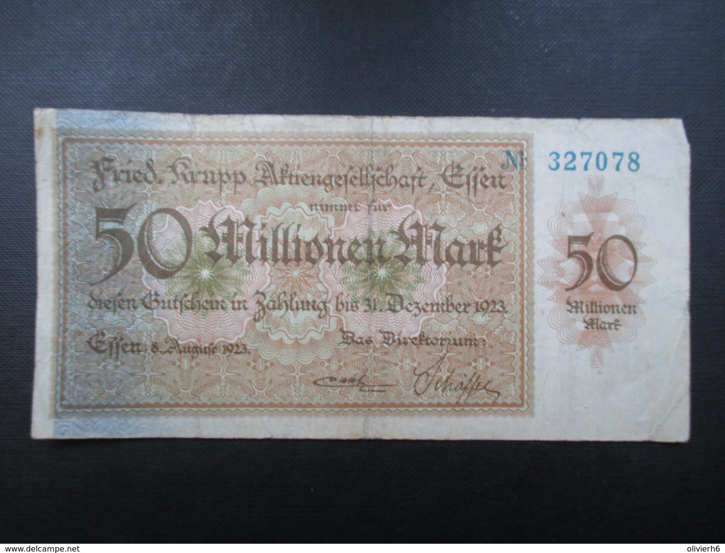 BILLET ALLEMAGNE (V1719) 50 MILLIONEN MARK (2 Vues) 31 Décembre 1923 - 50 Millionen Mark