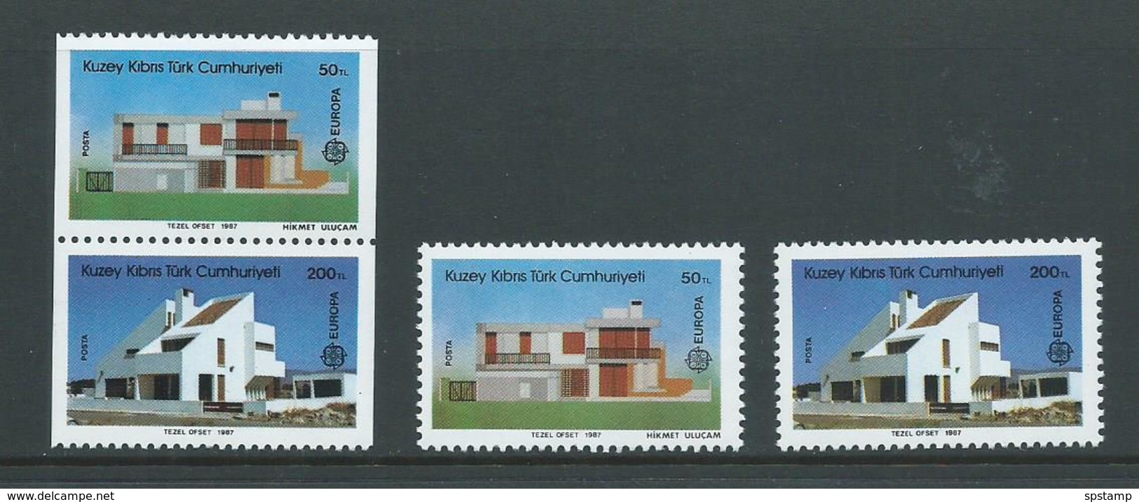 Turkish Cyprus 1987 Architecture Joined Pair Ex Booklet + Both Singles MNH - Unused Stamps