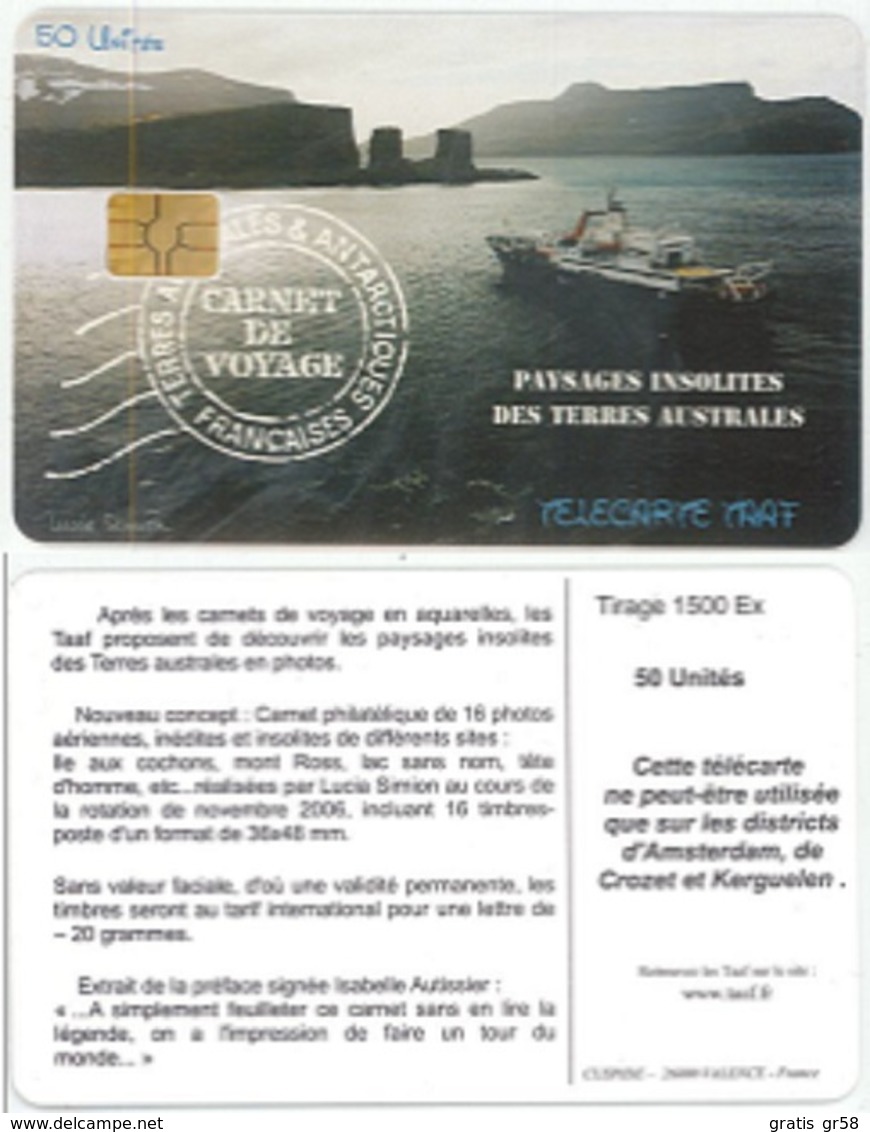 TAAF - TF-STA-0041, Carnet De Voyage "Paysages Insolites Des Terres Australes", 7/08, 1500ex, Mint? - TAAF - French Southern And Antarctic Lands