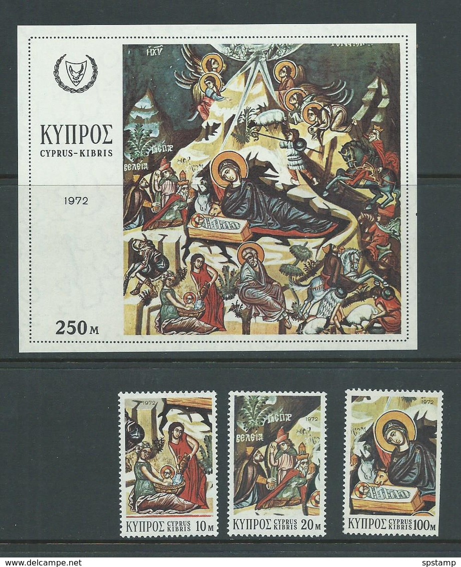 Cyprus 1972 Christmas Set 3 + Miniature Sheet MNH - Unused Stamps