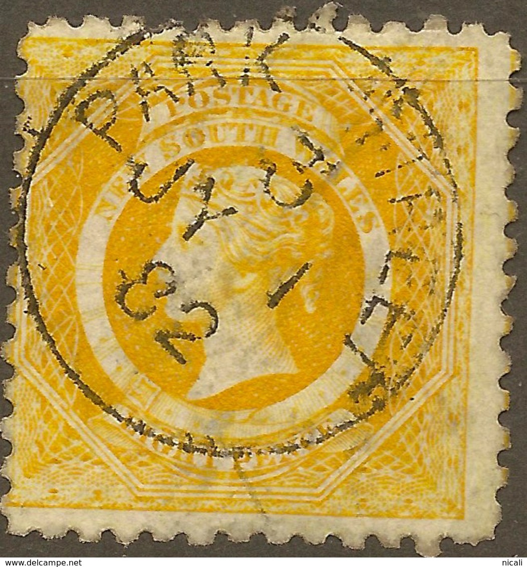 NSW 1871 8d Yellow P10 QV SG 218b U #ALH213 - Gebruikt