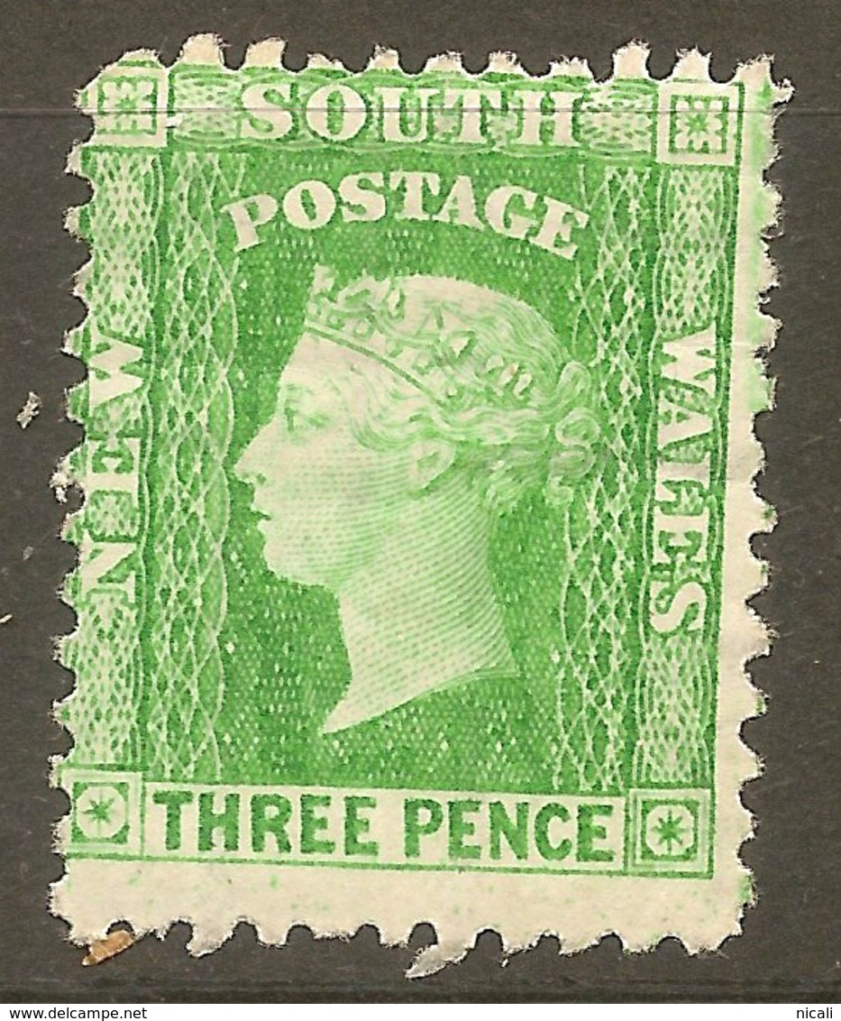 NSW 1882 3d Yellow-green P11 QV SG 226d HM #ALP168 - Mint Stamps