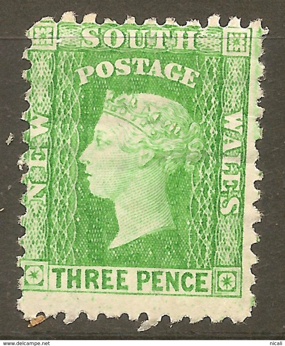 NSW 1882 3d Yellow-green P11 QV SG 226d HM #ALP168 - Nuevos