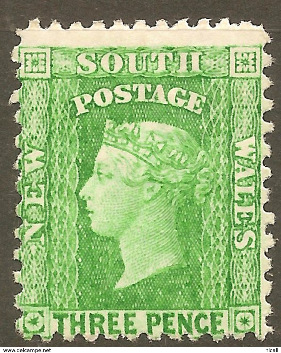 NSW 1882 3d Yel-green P12x11 QV SG 226e HM #ALP166 - Mint Stamps