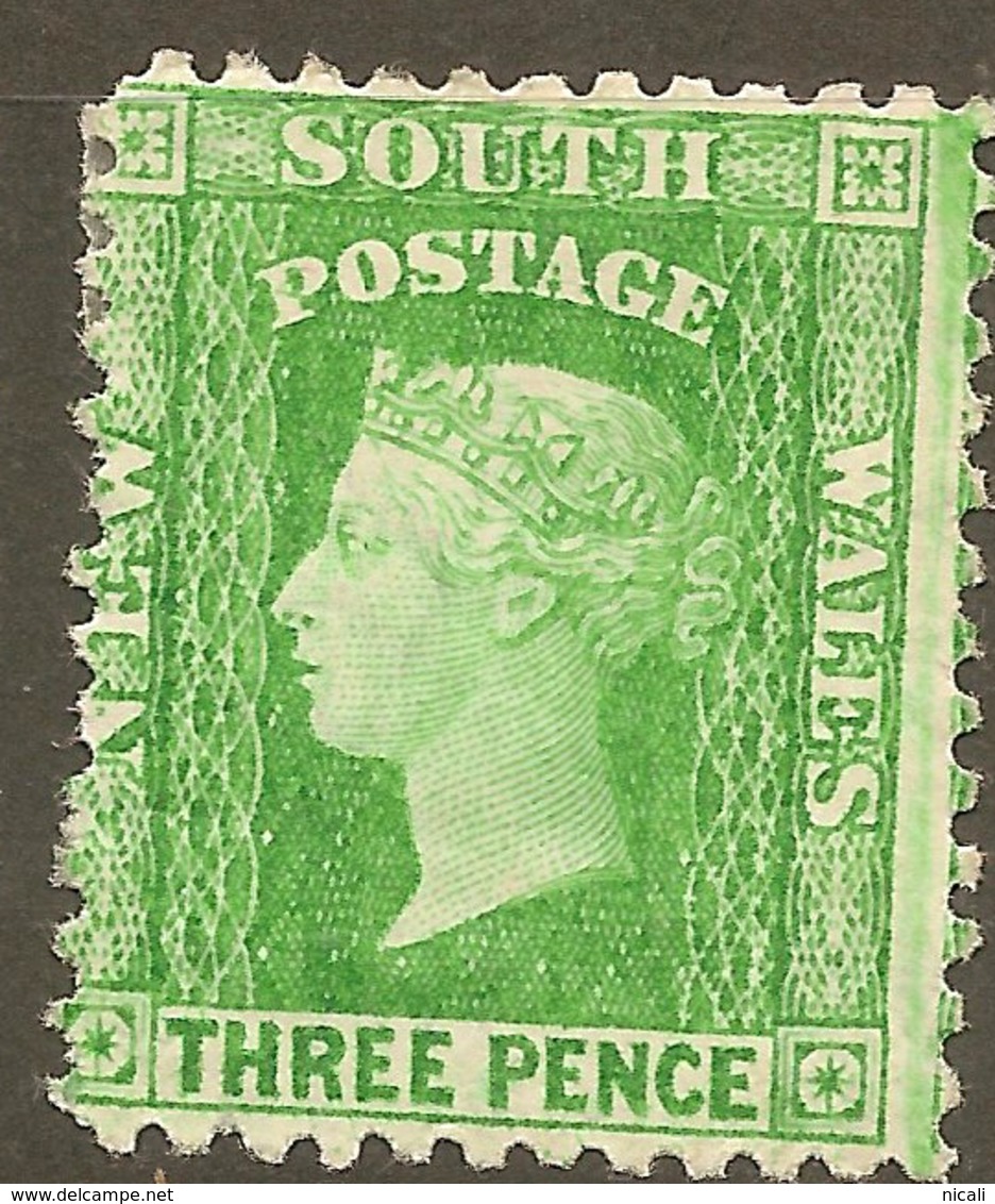 NSW 1882 3d Yellow-green P12 QV SG 226f HM #ALP165 - Ongebruikt