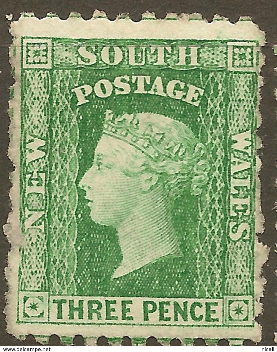 NSW 1882 3d Bl Green P10x11 QV SG 227c HM #ALP214 - Mint Stamps